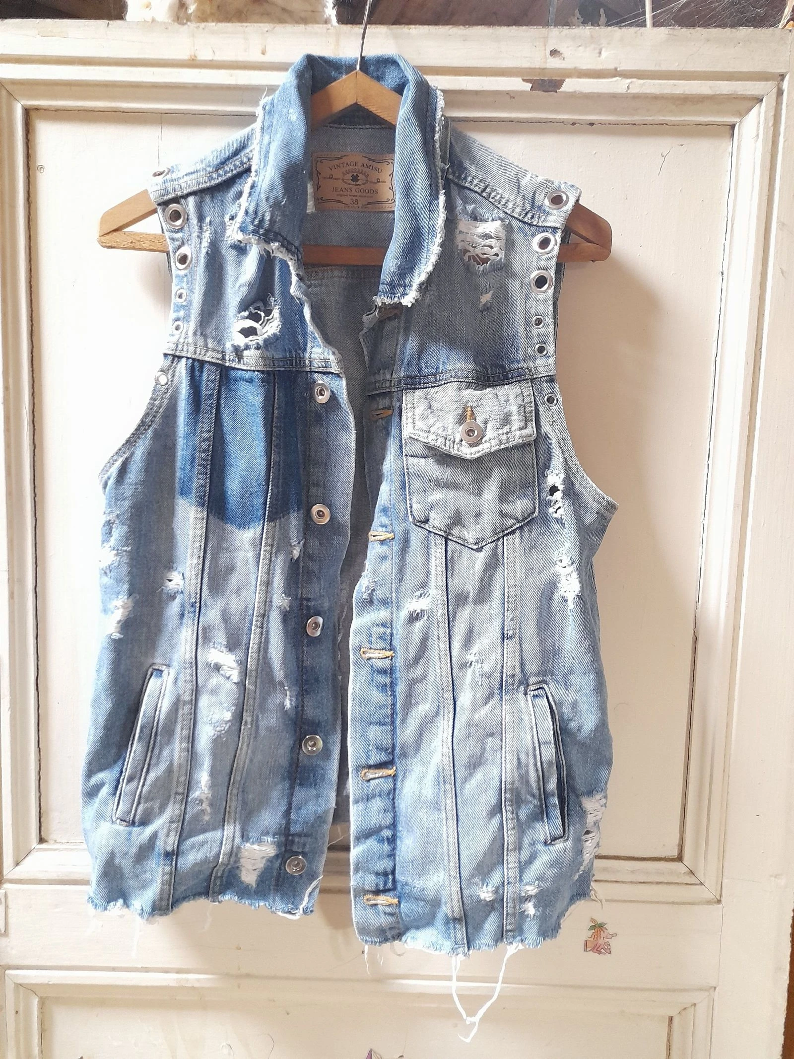 Veste jeans sans manches taille 38